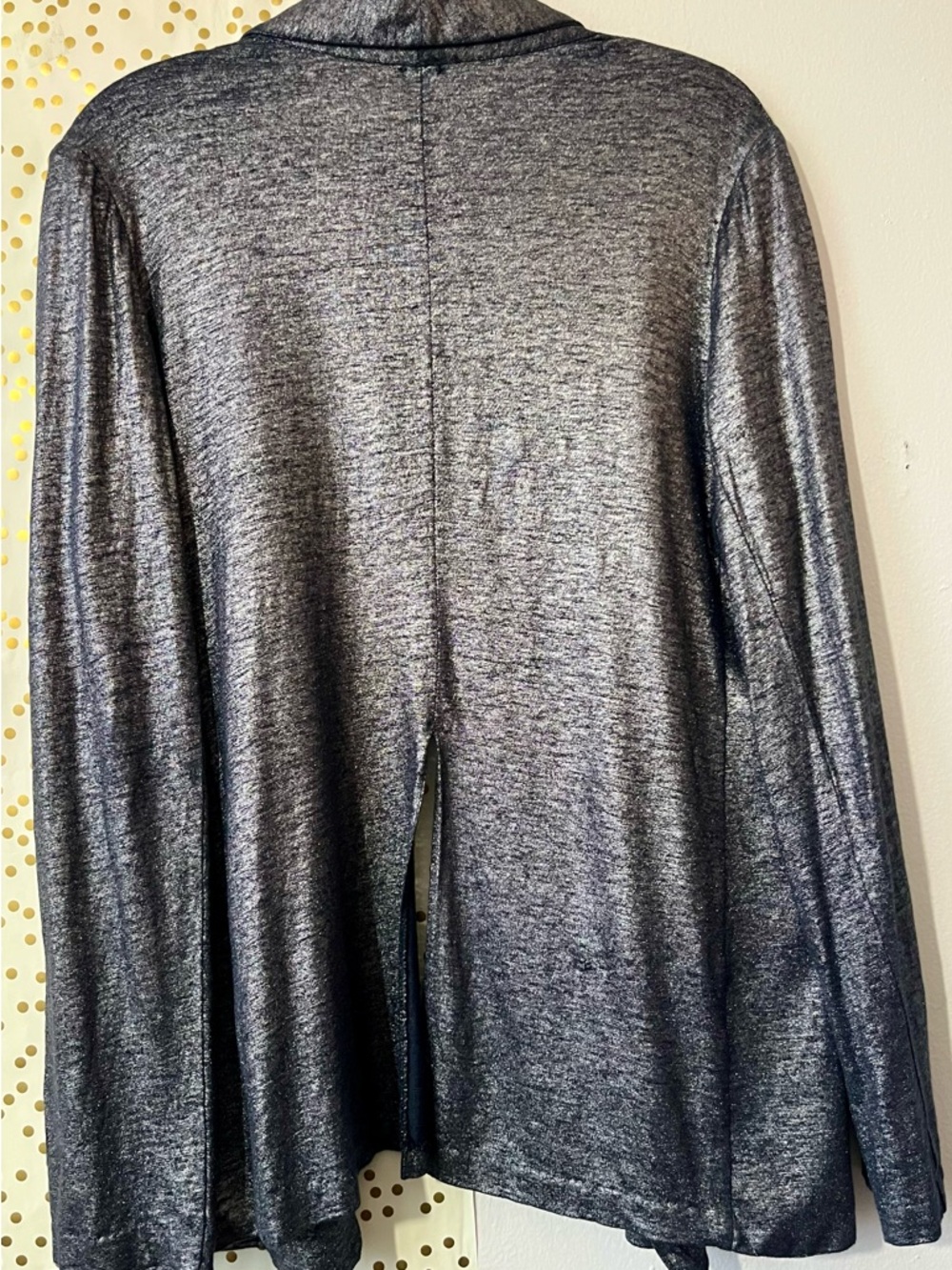 Majestic Filatures Silver Metallic Open Front Linen Blend Cardigan size 4/Large - Picture 2 of 11